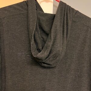 Long sleeve cotton shirt with "Uber" on the front. Has a hood, light material